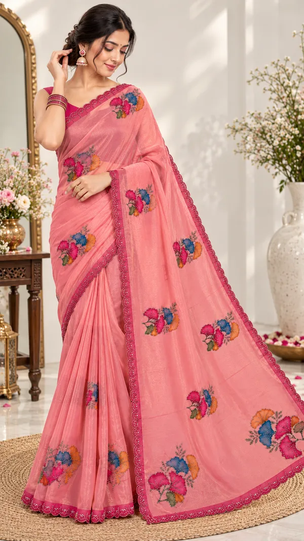 Pink_Floral_Embroidered_Saree_For_Women