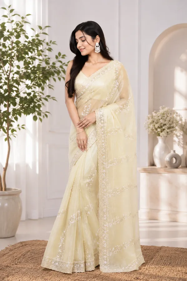 Cream_Organza_Embroidered_Saree_For_Women