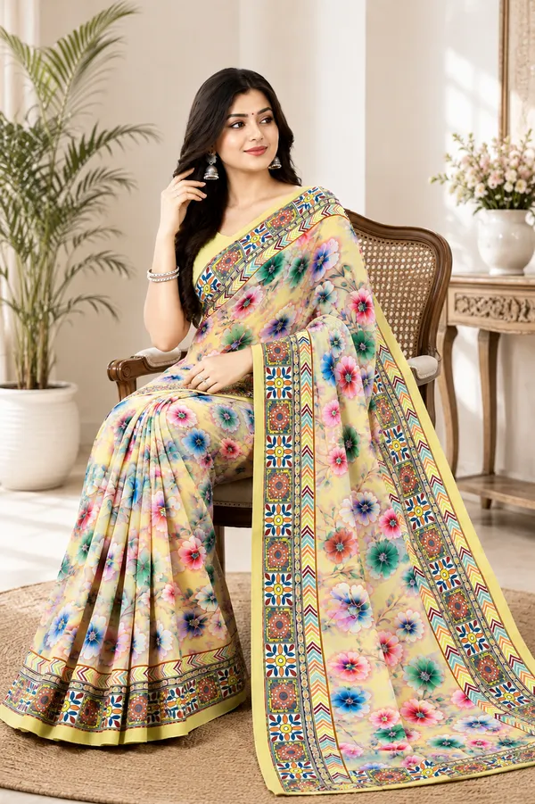 Yellow_Floral_Print_Saree_for_Women