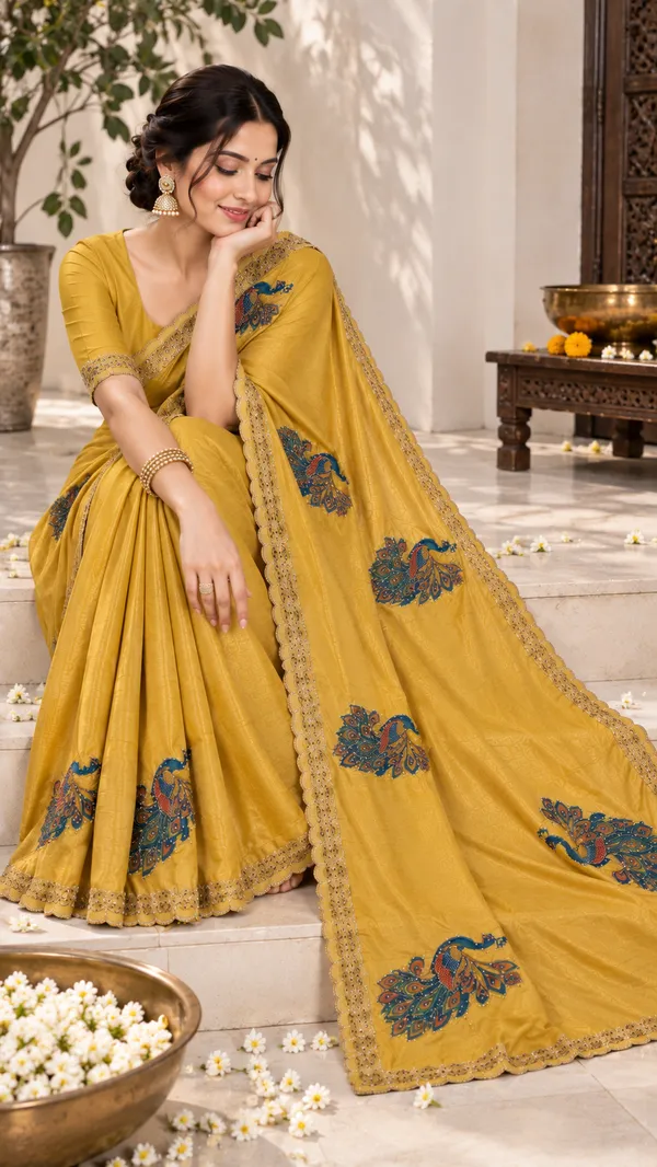 Yellow_Satin_Finish_Embroidered_Saree_For_Women
