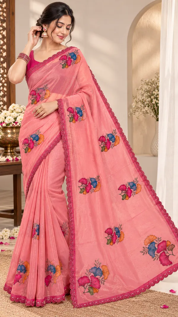 Pink_Floral_Embroidered_Saree_For_Women