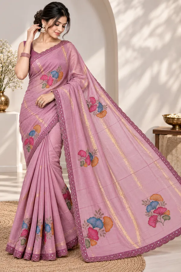 Pink_Floral_Print_Saree_For_Women