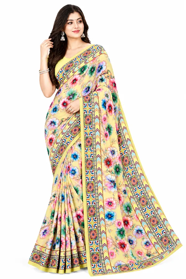 Yellow_Floral_Print_Saree_for_Women