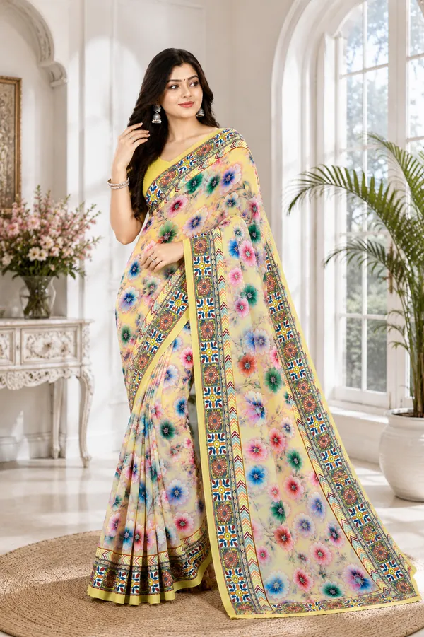 Yellow_Floral_Print_Saree_for_Women