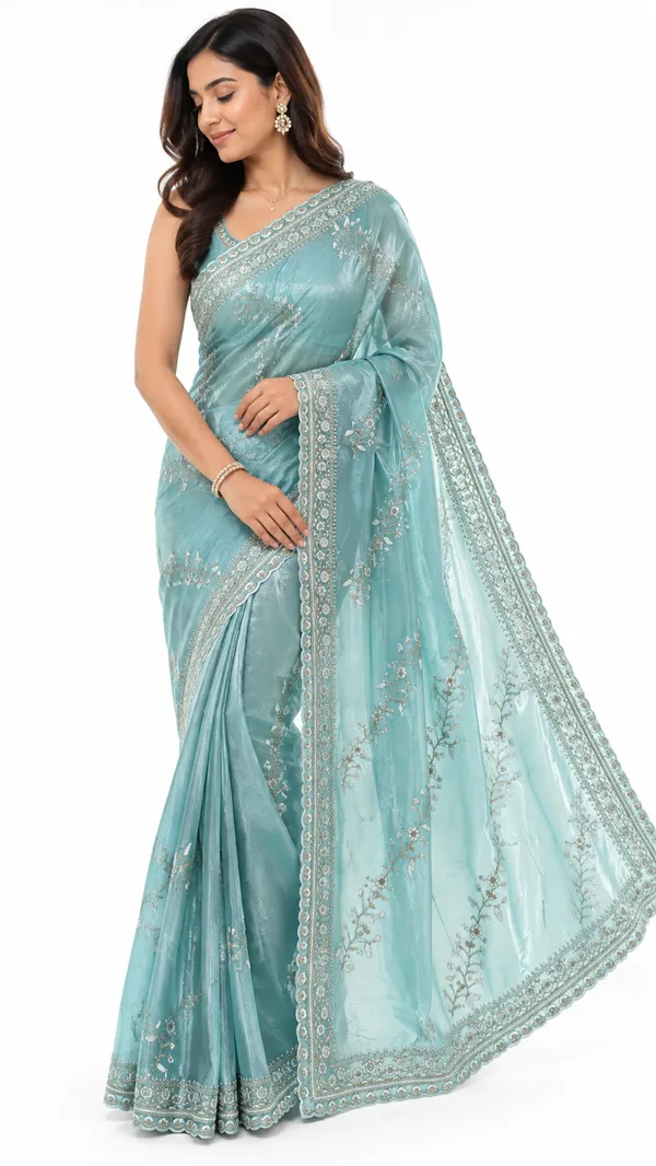 Aqua_Embellished_Saree_For_Women