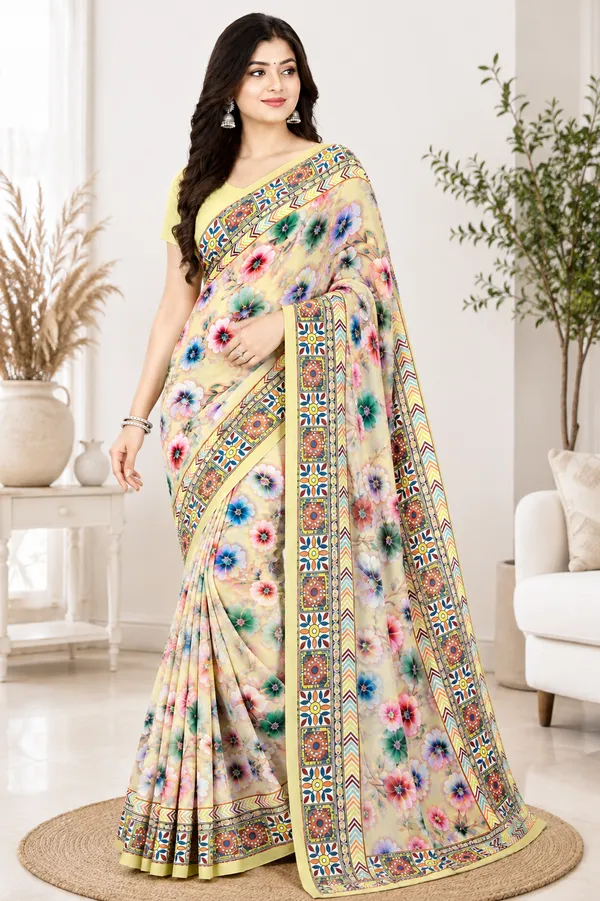 Yellow_Floral_Print_Saree_for_Women