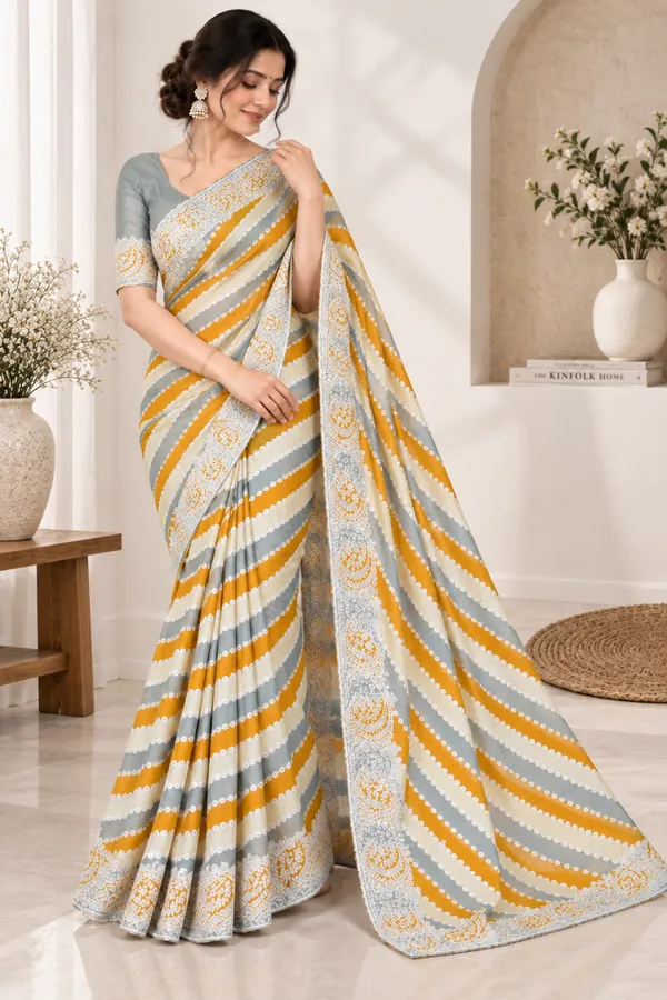 Grey_Mustard_Printed_Saree_For_Women