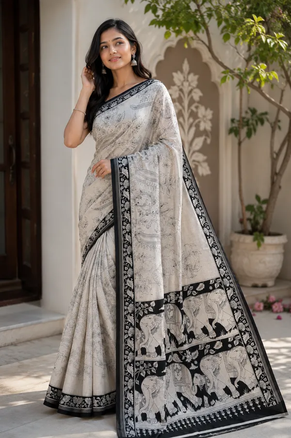 White_Printed_Traditional_Saree_for_Women