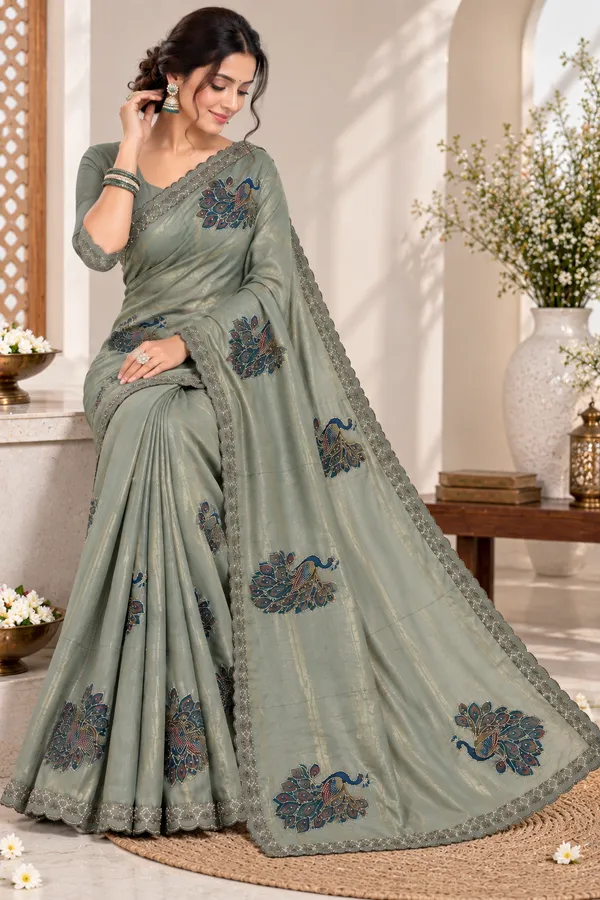 Sage_Grey_Printed_Saree_For_Women