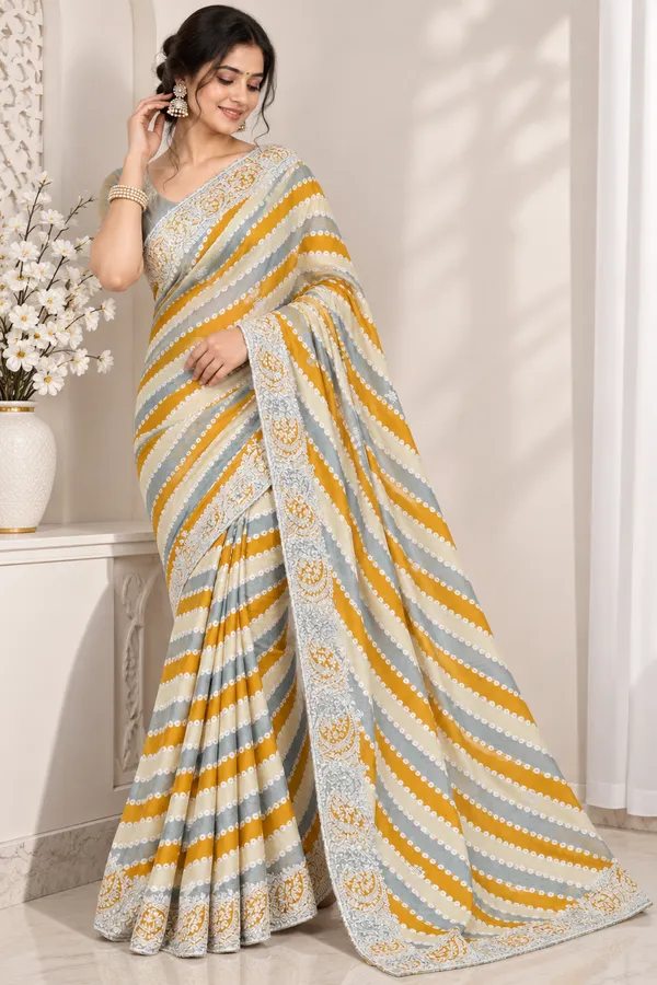 Grey_Mustard_Printed_Saree_For_Women