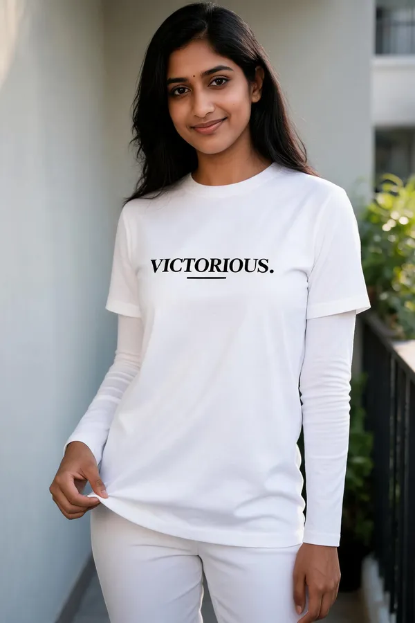 White_Cotton_Victorious_Graphic_Print_T-Shirt_For_Unisex