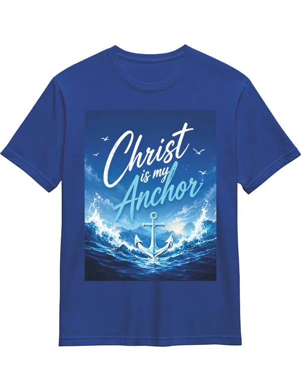 Blue_Cotton_Christ_My_Anchor_Graphic_T-Shirt_For_Unisex