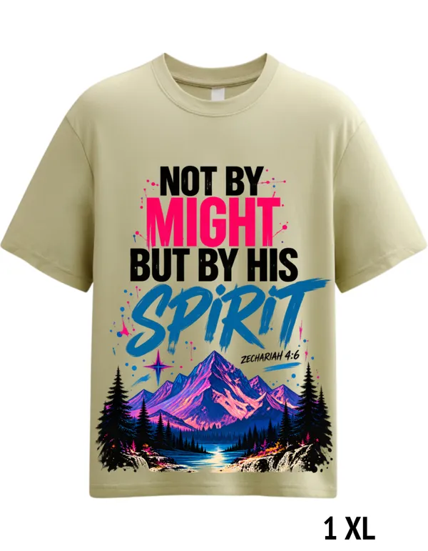 Beige_Cotton_By_His_Spirit_Graphic_Round_Neck_T-Shirt_For_Unisex