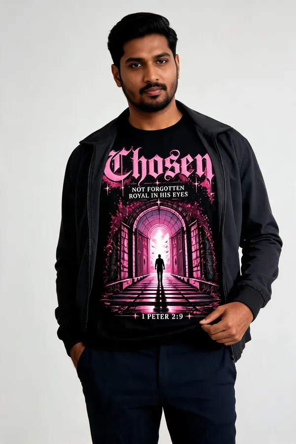 Black_Cotton_Chosen_Graphic_Print_T-Shirt_For_Unisex