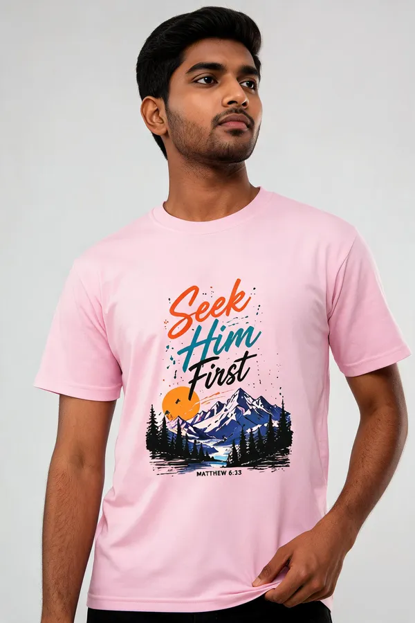 Pink_Cotton_Seek_Him_First_Crew_Neck_T-Shirt_For_Unisex