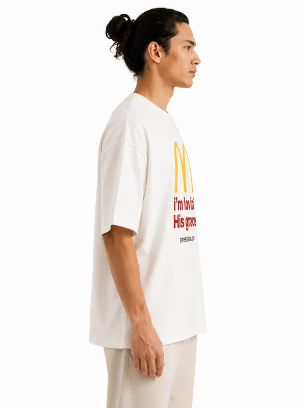 White_Cotton_I'm_Loving_His_Grace_Printed_T-Shirt_For_Men