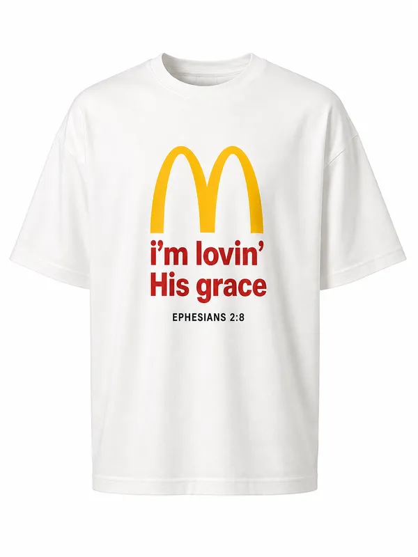 White_Cotton_I'm_Loving_His_Grace_Printed_T-Shirt_For_Men