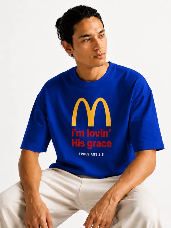 Royal_Blue_Cotton_I'm_Loving_His_Grace_Printed_T-Shirt_For_Men