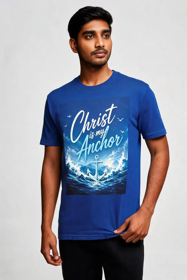 Blue_Cotton_Christ_My_Anchor_Graphic_T-Shirt_For_Unisex