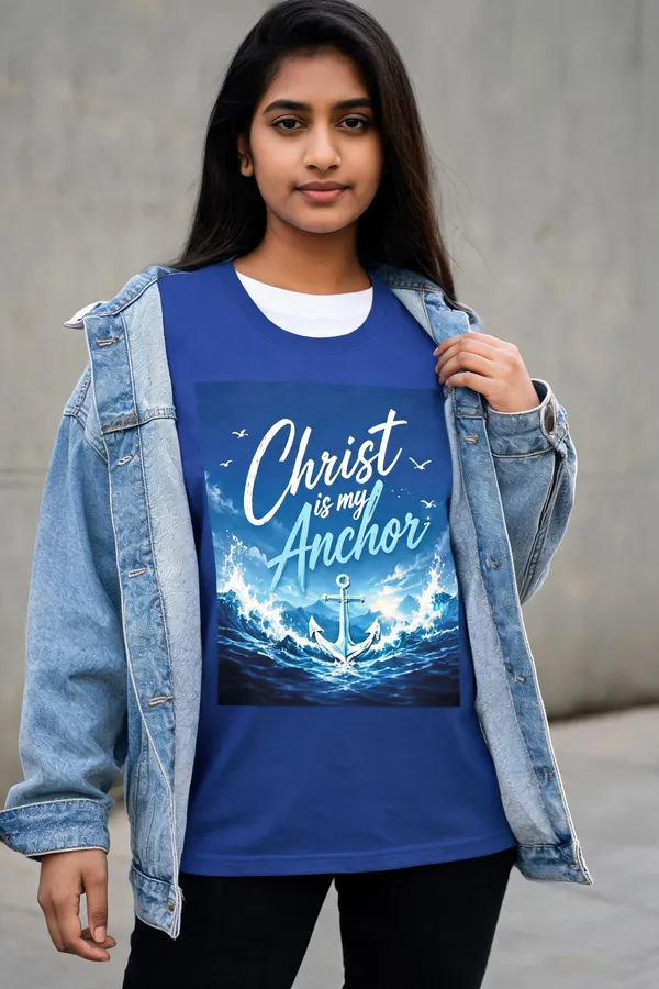 Blue_Cotton_Christ_My_Anchor_Graphic_T-Shirt_For_Unisex