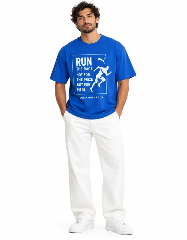 Blue_Cotton_Oversized_Run_The_Race_Graphic_T-Shirt_For_Unisex