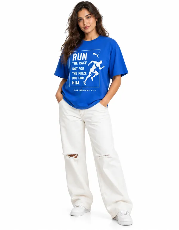 Blue_Cotton_Oversized_Run_The_Race_Graphic_T-Shirt_For_Unisex