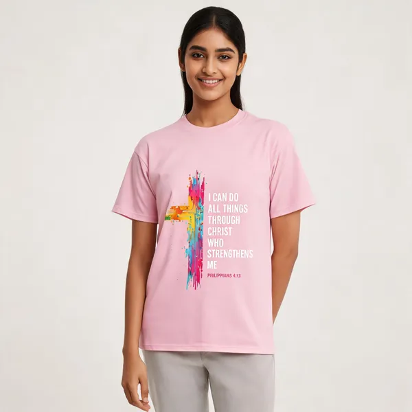Pink_Cotton_I_Can_Do_Graphic_Print_T-Shirt_For_Unisex