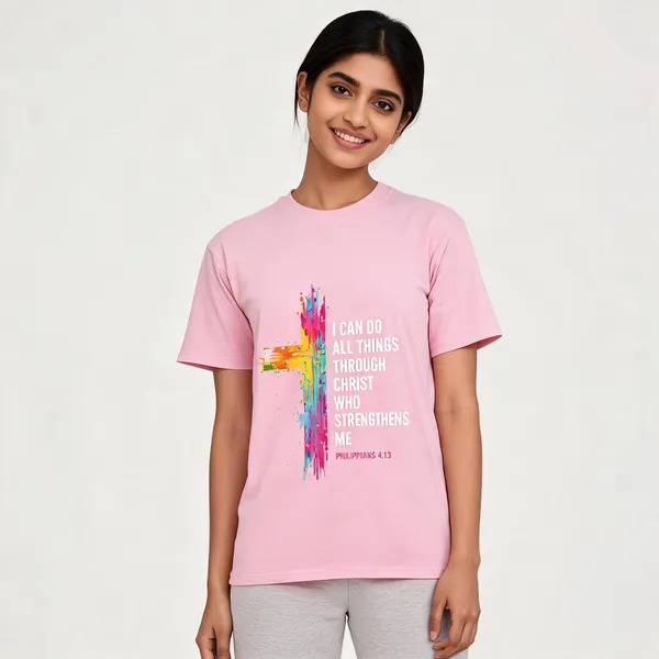 Pink_Cotton_I_Can_Do_Graphic_Print_T-Shirt_For_Unisex
