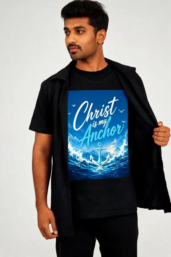 Black_Cotton_Christ_Is_My_Anchor_Graphic_T-Shirt_For_Unisex