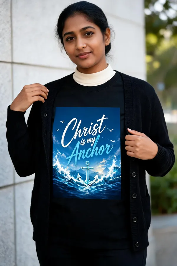 Black_Cotton_Christ_Is_My_Anchor_Graphic_T-Shirt_For_Unisex