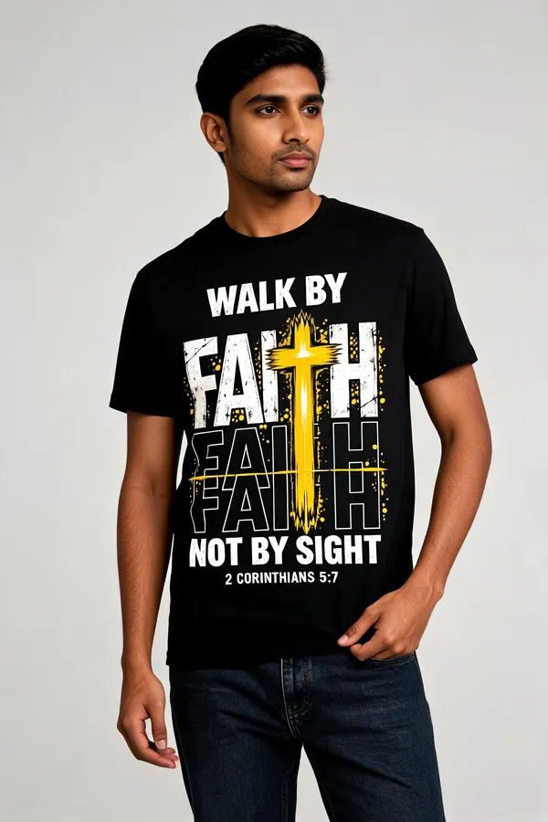 Black_Cotton_Walk_By_Faith_Graphic_Print_T-Shirt_For_Unisex