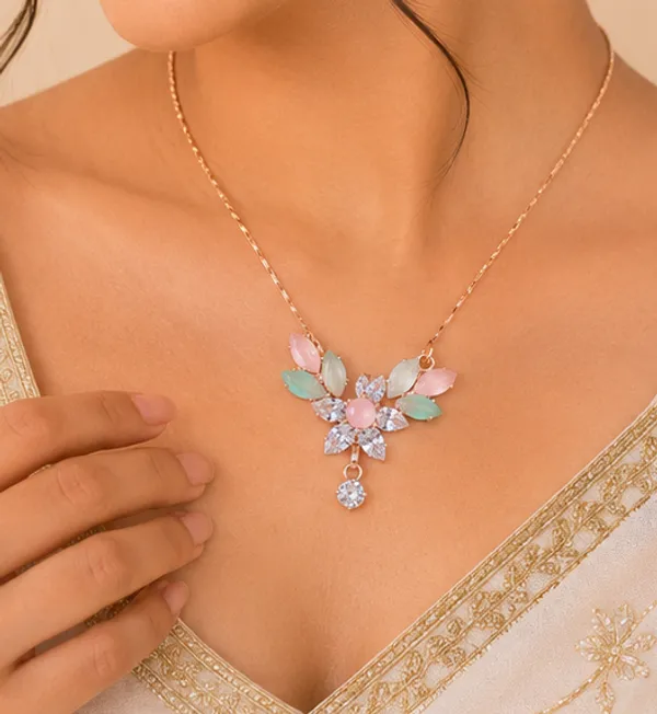 Multicolour_Stone_Floral_Motif_Mangalsutra_Pendant_For_Women