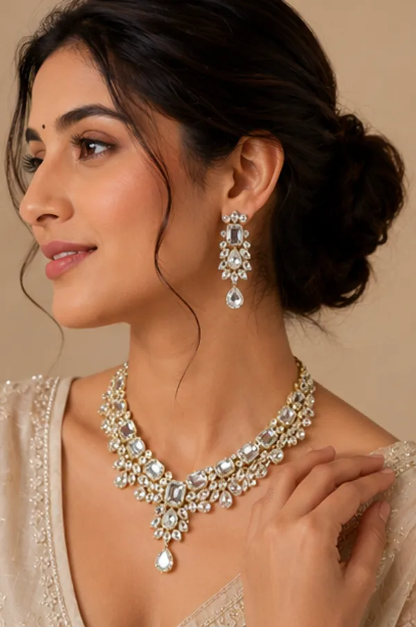 Silver_Brass_Stone_Studded_Layered_Necklace_Set_For_Women