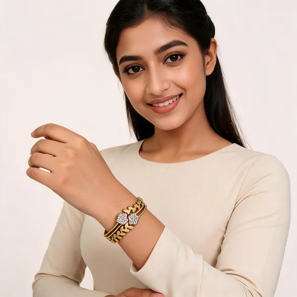 Gold_Brass_Floral_Openwork_Bangle_Bracelet_For_Women