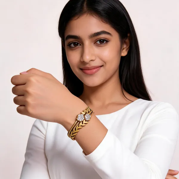 Gold_Brass_Floral_Openwork_Bangle_Bracelet_For_Women