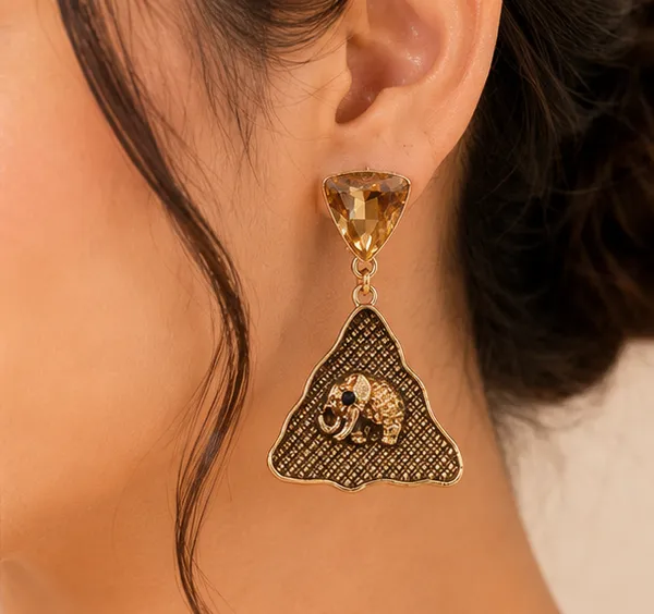 Bronze_Steel_Triangle_Drop_Earrings_For_Women