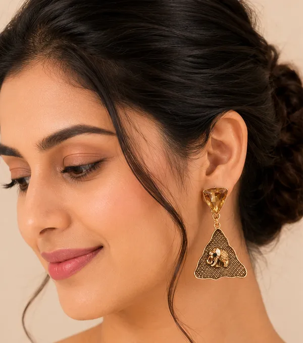Bronze_Steel_Triangle_Drop_Earrings_For_Women