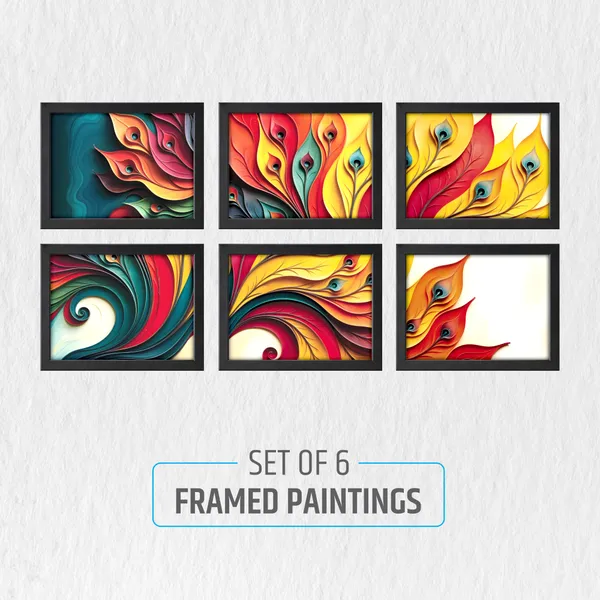 Contemporary_Peacock_Feather_Framed_Art_Collection_(Set_of_6)
