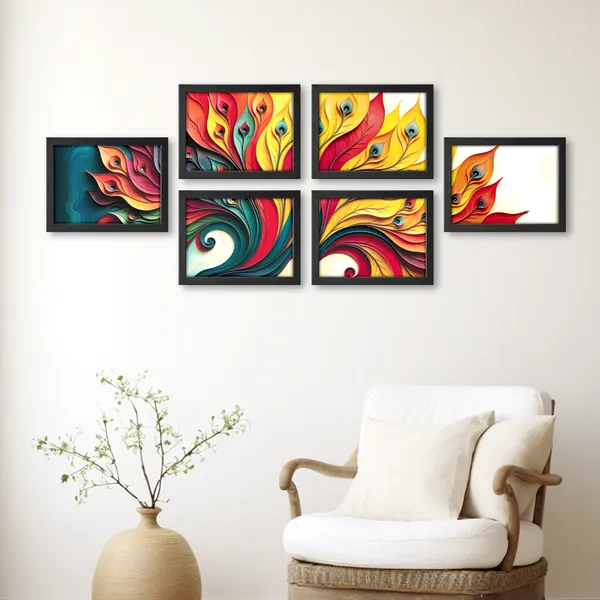 Contemporary_Peacock_Feather_Framed_Art_Collection_(Set_of_6)