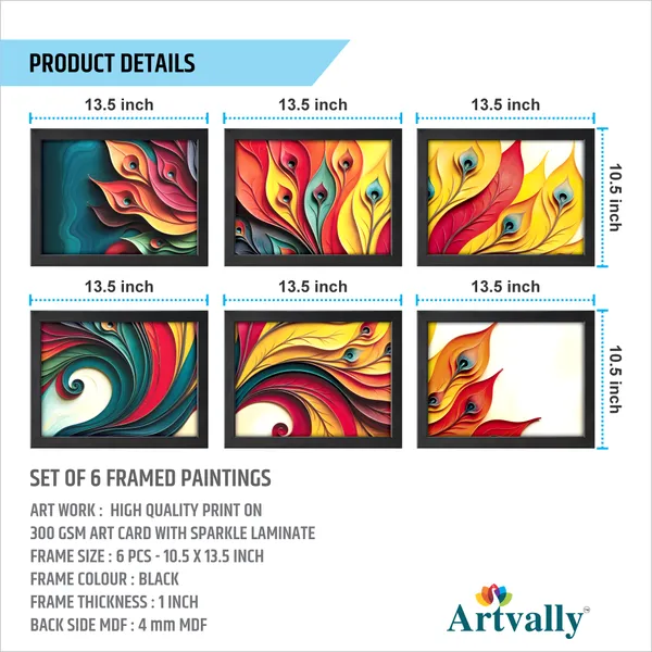 Contemporary_Peacock_Feather_Framed_Art_Collection_(Set_of_6)