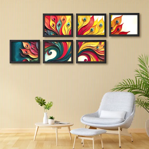 Contemporary_Peacock_Feather_Framed_Art_Collection_(Set_of_6)