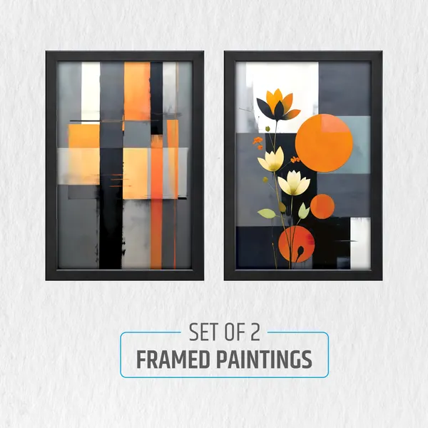 Modern_Lotus_Flower_&_Geometric_Abstract_Wall_Painting_(Set_of_2)