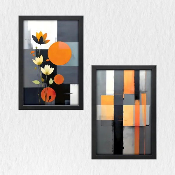 Modern_Lotus_Flower_&_Geometric_Abstract_Wall_Painting_(Set_of_2)