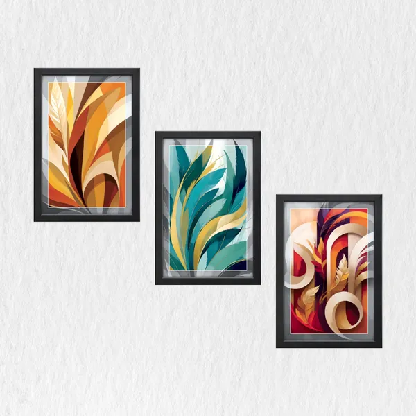 Abstract_Feather_&_Leaf_Wall_Painting_(Set_of_3)