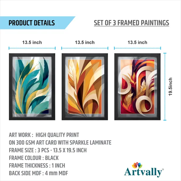 Abstract_Feather_&_Leaf_Wall_Painting_(Set_of_3)