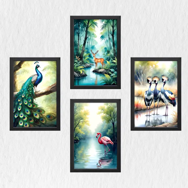 Pecacok_and_Birds_Wall_Décor_Paintings_(Set_of_4)