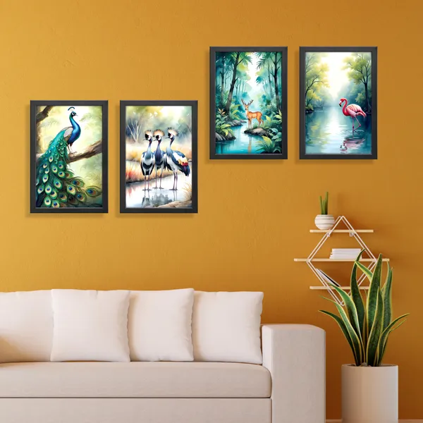 Pecacok_and_Birds_Wall_Décor_Paintings_(Set_of_4)
