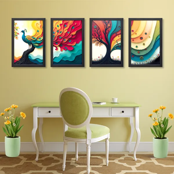 Pecacok_Abstract_Wall_Décor_Paintings_(Set_of_4)