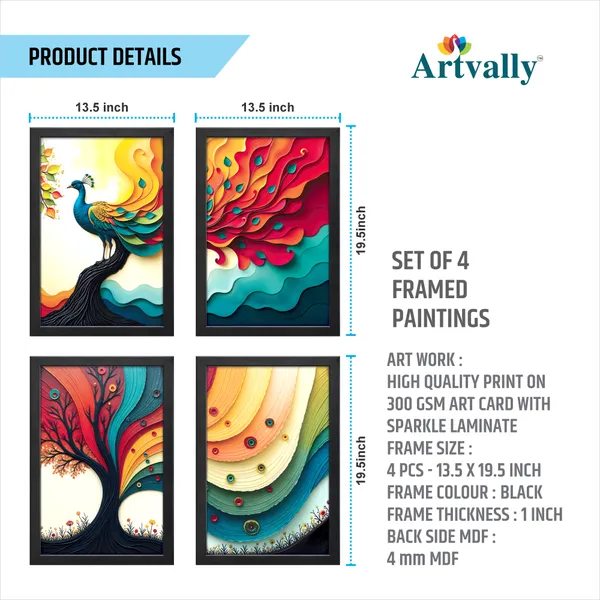 Pecacok_Abstract_Wall_Décor_Paintings_(Set_of_4)