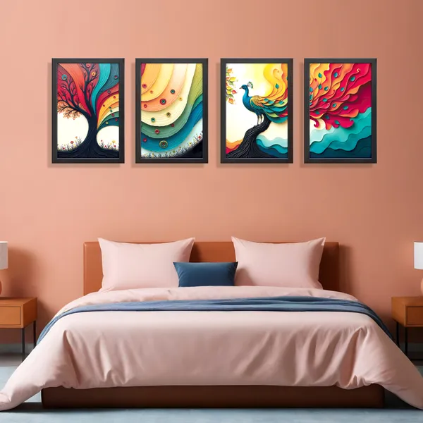 Pecacok_Abstract_Wall_Décor_Paintings_(Set_of_4)
